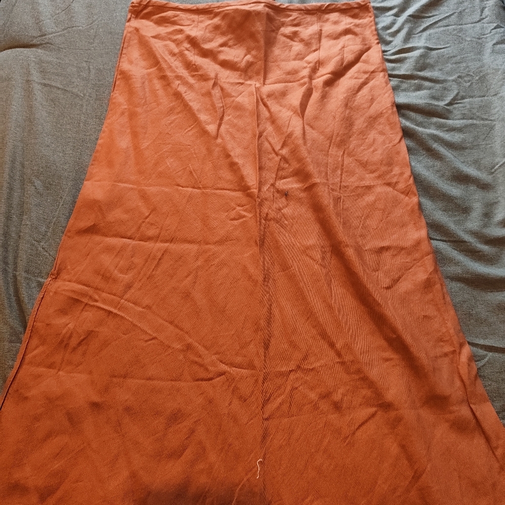 Madewell Womens Linen Blend Midi Slip Skirt With Drawstring